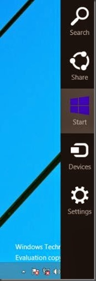 right charm menu on Windows 10